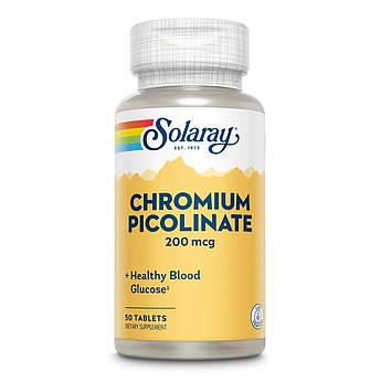 Хром піколінат 200 мкг Solaray Chromium Picolinate для зниження апетиту та схуднення 50 таблеток