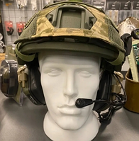 Комплект: шолом FAST WENDY з навушниками EARMOR M32 MOD3 та кріпленням «чебурашка», ліхтариком та кавером