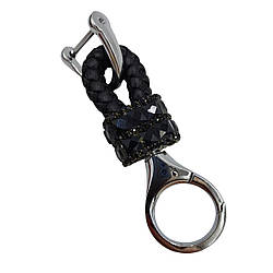 Жіночий брелок для ключів зі стразами, чорний ремінець