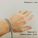 Масивний срібний браслет чоловічий широкий Пітон (Венеція). Ширина 11 мм. Вага 30 грамів. Довжина 24 см, фото 2