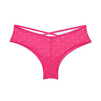 Трусики-чики розовые (горошек) PINK Victoria's Secret Dot Mesh Cheeky Panty Оригинал M