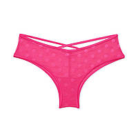 Трусики-чики розовые (горошек) PINK Victoria's Secret Dot Mesh Cheeky Panty Оригинал L