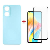 Чехол для мобильного телефона Dengos Kit for OPPO A78 4g case + glass (ice blue) (DG-KM-04)