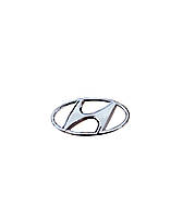 Эмблема на капот, значок на багажник Hyundai хром на скотче 80х40мм УЦЕНКА!