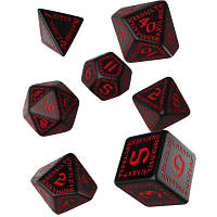 Набор кубиков для настольных игр Q-Workshop Runic Black red Dice Set (7 шт) (SRUN06) o