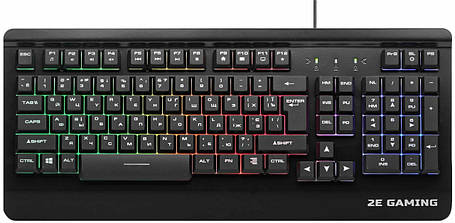 Клавіатура мембранна 2E GAMING KG320 104key, USB-A, EN/UA/RU, LED, чорний (2E-KG320UB), фото 1