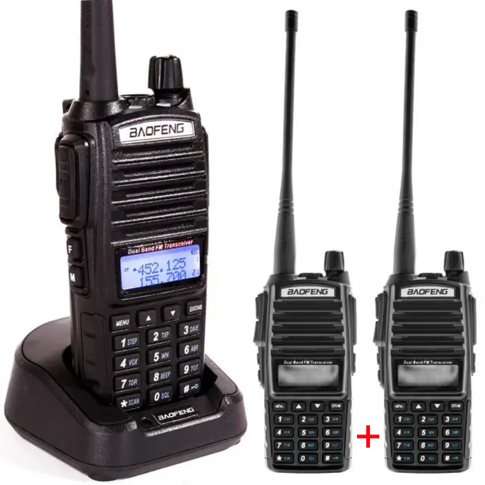 Комплект 2шт Рація Baofeng UV-82 до 10 км, (8W, 2000мАч), з гарнітурою / Портативна цифрова радіостанція для військових