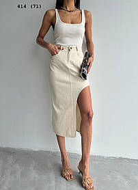 Жіноча спідниця з натуральної тканини з вирізом «Виріз» 414 (71)