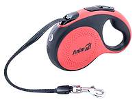 AnimAll рулетка-поводок для собак L до 50 кг/5 метров красно-чёрный с LED фонариком, MS7016-5M