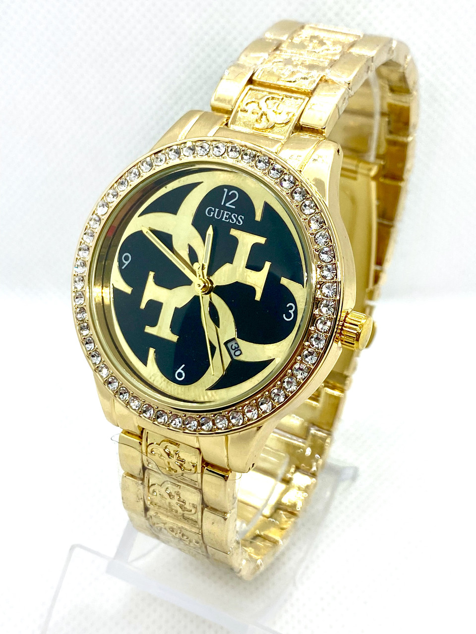 Годинник жіночий наручний Guess (Гесс), золото з чорним циферблатом ( код: IBW895YB )