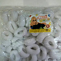 Гумки для волосся білі, 80 шт., (30 мм)