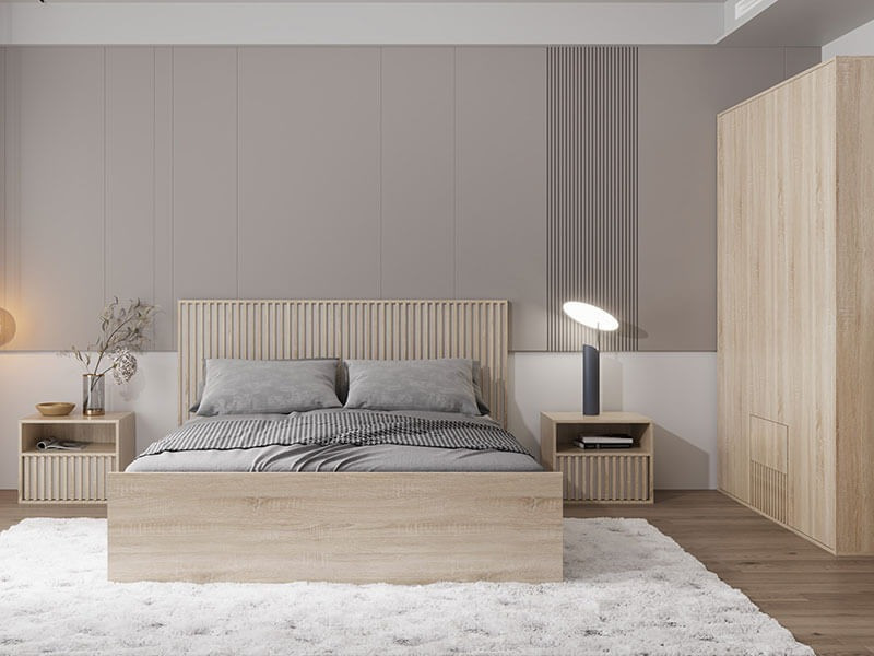 Спальня комплект з ЛДСП Брус Gerbor Дуб сонома/Німфея альба, фото 1