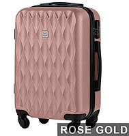 Валіза пластикова стильна рожева на 4 колесах wings S маленька валіза дорожня валіза ручна поклажа