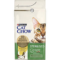 Сухой корм для взрослых стерилизованных кошек Cat Chow Sterilised с курицей 1.5 кг