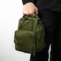 Армейская сумка через плечо | Сумка тактическая наплечная | Нагрудная мужская сумка DE-202 тактическая