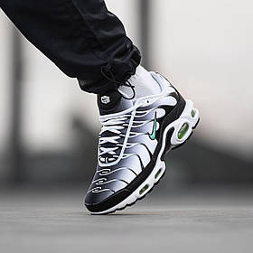 Чоловічі Кросівки Nike Air Max TN Plus White Black Green / Найк Аїр Макс ТН Плюс Білі з Чорним та Зеленим