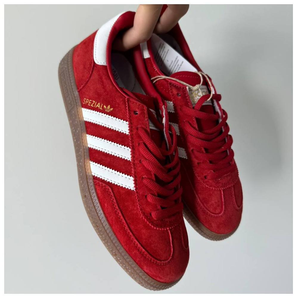 Жіночі кросівки Adidas Spezial Handball Red White, червоні замшеві кросівки адідас спешл спеціал