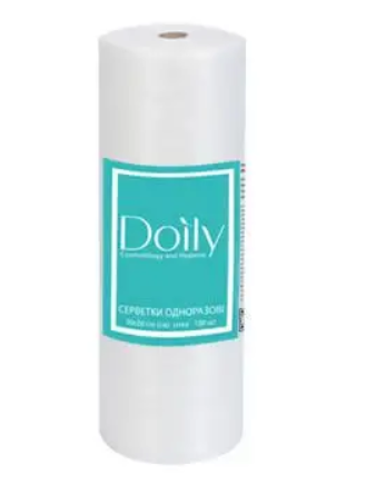 Серветки в рулоні 30х20 см, одноразові - Doily гладкі, 100 шт - 40 г/м2