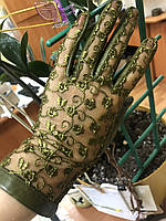 Женские кожаные перчатки без подкладки из натуральной кожи. Цвет олива. 6,5"/18 см