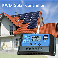 Контроллер заряда солнечной батареи ШИМ контроллер 12/24 В постоянного тока 50A для солнечных панелей