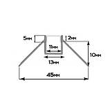 Профіль алюмінієвий BIOM LDP-133 прихований монтаж зовнішній кут 45х20 (палка 2м), м, фото 2
