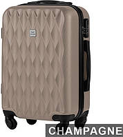 Пластиковый чемодан ручная кладь шампань wings S размер чемодан в самолет дорожный маленький чемодан