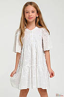 Платье белое с принтом из рельефных цветочков (110 см.) Escabel Kids