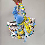 Білий Дитячий пасхальний кошик для дівчаток і хлопчиків з зайчиком, фото 4