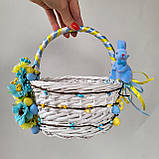 Білий Дитячий пасхальний кошик для дівчаток і хлопчиків з зайчиком, фото 2