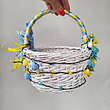 Білий Дитячий пасхальний кошик для дівчаток і хлопчиків з зайчиком, фото 3