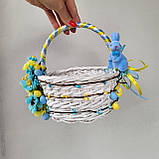 Білий Дитячий пасхальний кошик для дівчаток і хлопчиків з зайчиком, фото 8