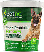 Пребиотики и пробиотики для собак, Pre & Probiotic Soft Chews, Petnc NATURAL CARE, вкус печени, 120 жевательны