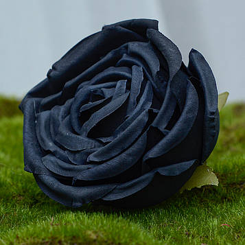 Штучна троянда Глорія чорна, Троянда діаметром 8 см, Штучна троянда для декору, Троянда штучна 16 шт