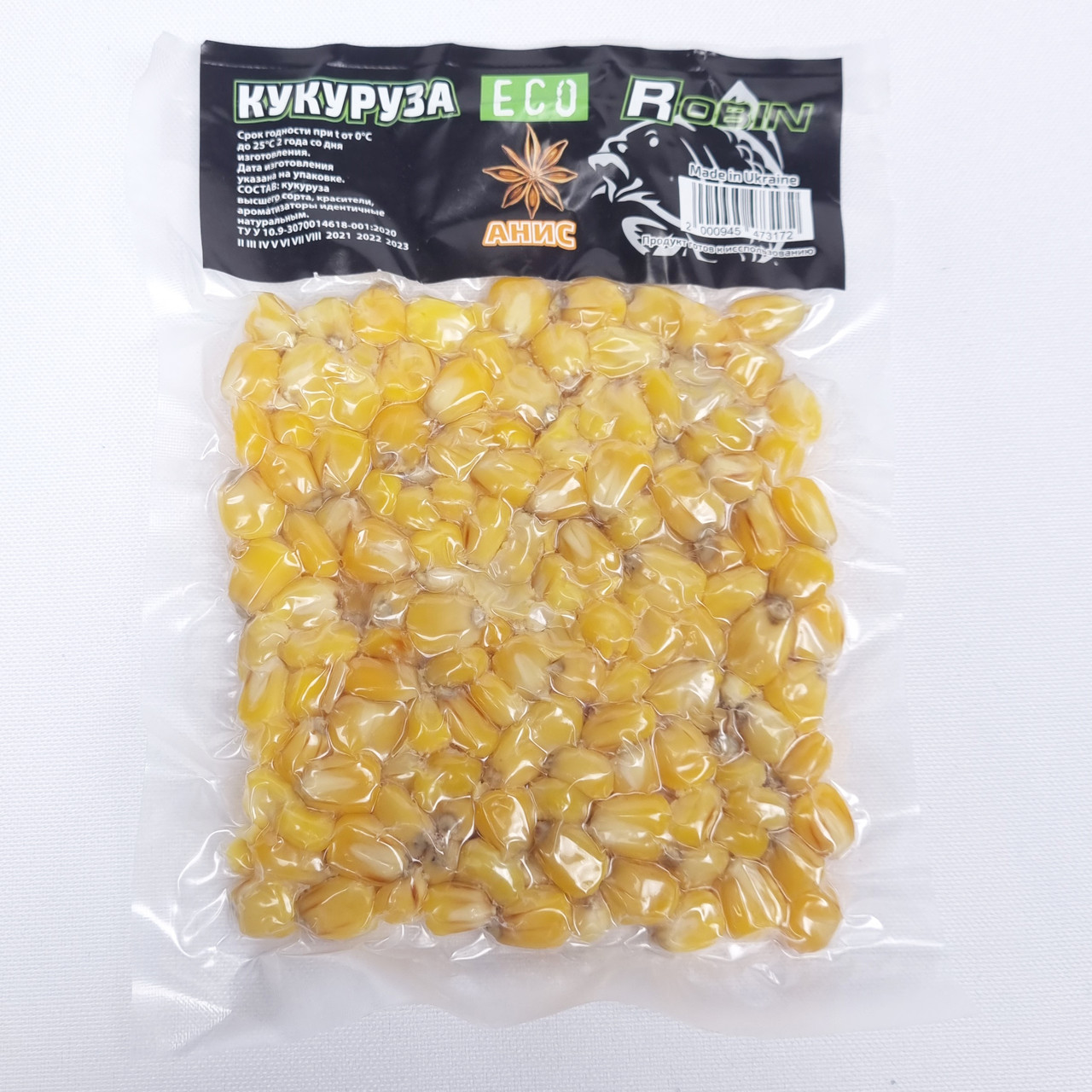 Насадочна кукурудза для риболовлі в вакуумі Robin ECO (Аніс) 100г варена кукурудза в вакуумній упаковці