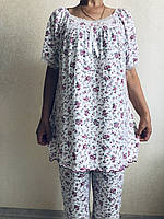 Трикотажная женская пижама с бриджами Розовая Супербатал 64размер