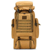 Армейский рюкзак тактический 70 л + Подсумок Водонепроницаемый туристический рюкзак. GQ-682 Цвет: койот qwe