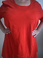 Женская футболка Батал хлопок Красная 66р