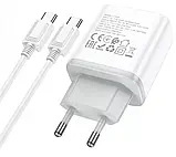 Зарядний пристрій Hoco C105A Stage 20W PD+QC3.0 USB-C+A + USB-C-C Cable White, фото 3