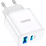 Зарядний пристрій Hoco C105A Stage 20W PD+QC3.0 USB-C+A + USB-C-C Cable White, фото 4