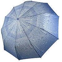 Женский зонт полуавтомат "Капли дождя" от S&L на 10 спиц голубой 01605Р-3