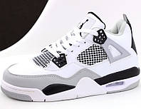 36-45 Nike Air Jordan 4 Retro M White Cement мужские/женские кроссовки белые с серым Найк Аир Эйр Джордан 4