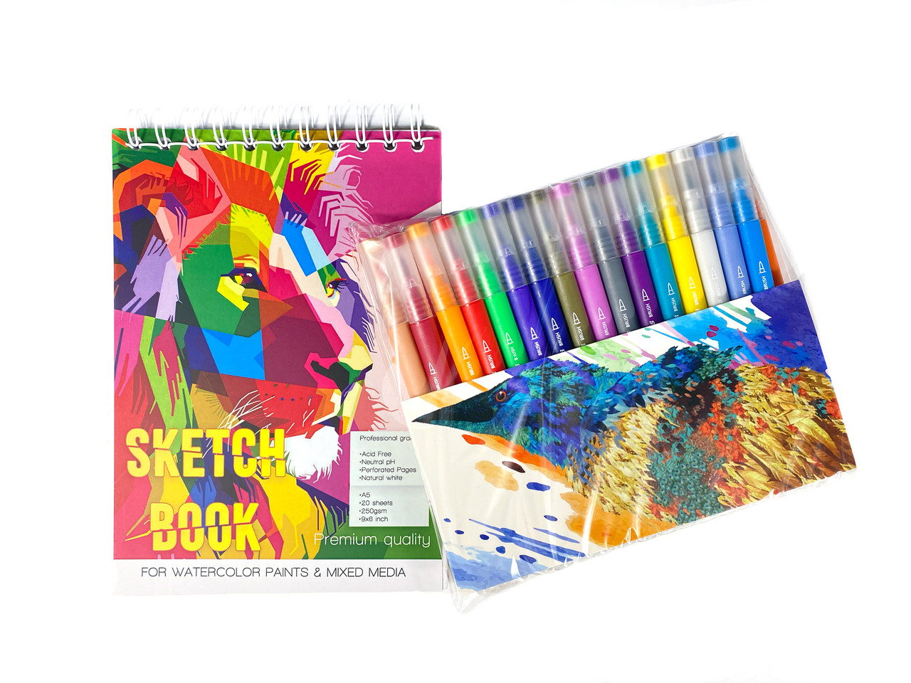 Набір маркерів двосторонніх Brush Markers Pens 31 кольорів та Папір для скетчингу та малювання у форматі А5