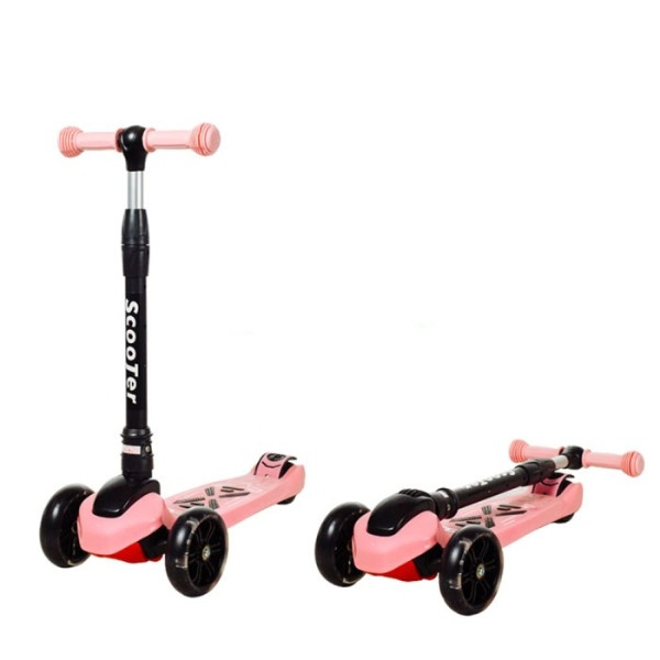 Самокат чотириколісний складний pu колеса 13см Smart Scooter Світло-рожевий, фото 1