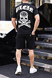 Чоловічий костюм шорти та футболка Philipp Plein CK7983 чорний S, М, фото 2