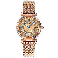 Женские часы розовое золото ремешок кварцевый Skmei 1956RG Rose Gold