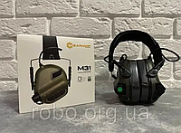 Активні тактичні навушники EARMOR M31 для стрільби, захисні олива