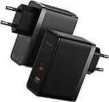 Мережевий зарядний пристрій Baseus GaN5 Pro Fast Charger C+U 100W EU (With Cable Type-C to Type-C 100W 20V/5A 1m) Black, фото 7