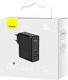 Мережевий зарядний пристрій Baseus GaN5 Pro Fast Charger C+U 100W EU (With Cable Type-C to Type-C 100W 20V/5A 1m) Black, фото 5
