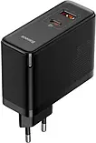 Мережевий зарядний пристрій Baseus GaN5 Pro Fast Charger C+U 100W EU (With Cable Type-C to Type-C 100W 20V/5A 1m) Black, фото 2