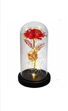 Троянда в скляній колбі LED RED GOLD з LED-підсвіткою Rose of Love Червона, фото 3